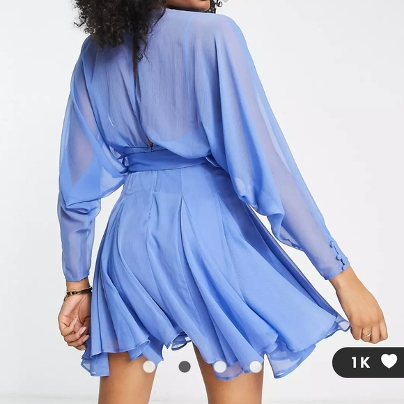 ASOS DESIGN soft mini dress with godet detail and belt - Picture 3 of 7